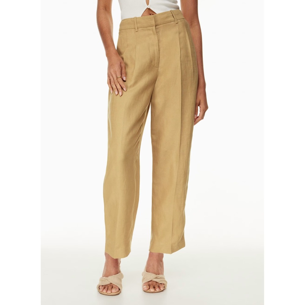 Wilfred Aritzia Carrot Linen Trouser Pants Sandy Beige High Waisted Size 4